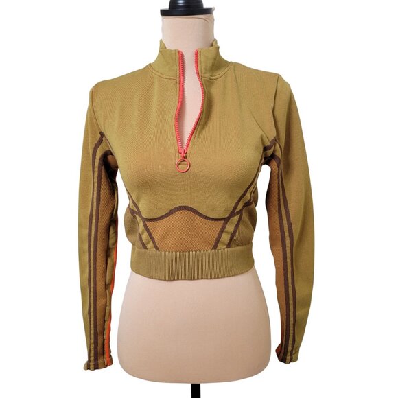 Fabletics Unsized Opal Seamless Half Zip Top in Warm Olive/Multi - Picture 2 of 12